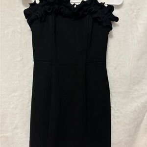 Amanda Uprichard Black Ruffled Sheath Dress